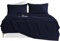 Queen Sheet Set - 4 Piece Silky Soft Breathable Bed Sheet & Pillowcase Set, 16" Deep Pocket Hotel Luxury Wrinkle Free Easy Care Bedding Sheets, Dark Blue
