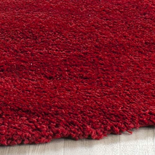 SAFAVIEH Milan Shag Collection 3' Round Red SG180 Solid Non-Shedding Living Room Bedroom Dining Room Entryway Plush 2-inch Thick Area Rug