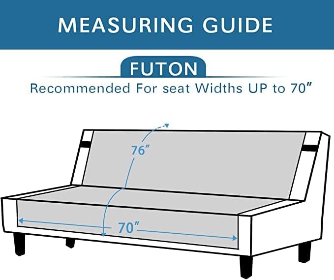 H.VERSAILTEX Reversible Futon Cover Water Repellent Armless Sofa Slipcover Washable Furniture Protector with Adjustable Elastic Strap Anti-Slip Futon Bed Cover for Dog 70" Width Seat(Light Grey/Beige)
