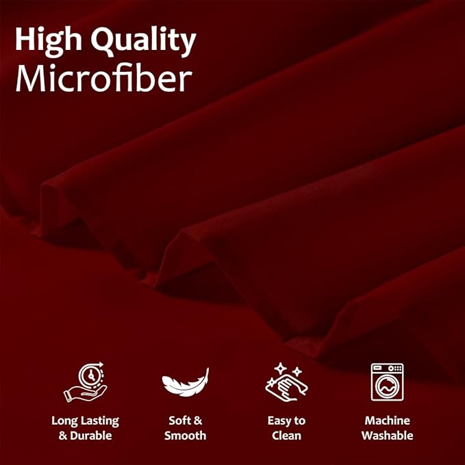 Shreem Linen Ruffled Bed Skirt with Split Corners, Gathered Style, 100% Microfiber, 24-Inch Drop, Dust Ruffle Bedskirt with Platform, King, Burgundy