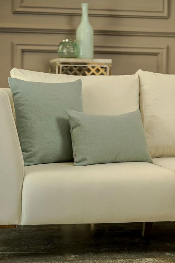 Haven & Glow Decorative Throw Pillow Cover – Square Cushion Case with Zipper | Modern Sofa, Couch & Bed Accent Pillow Covers for Living Room, Bedroom & Home Decor | 18 x 18 Inch – Sky Blue – Pack of 2