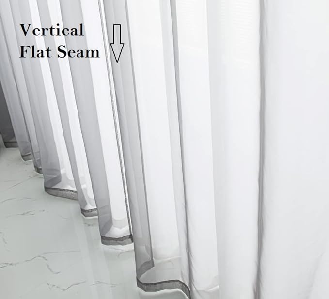 PI Short Sheer Curtains 45 inches Long with Grommet,Casual Voile Sheer Window Treatment for Study/Office 2 Panels (W52 X L45, Dark Grey)