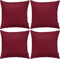 Thmyo 4-Pack 100% Cotton Comfortable Solid Decorative Throw Pillow Case Christmas Square Cushion Covers Pillowcases DIY Throw Pillow Covers for Sofa Bed Car(18x18 inch/45x45cm,Wine Red)