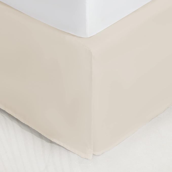 SONIVE Twin Bed Skirt,15" Drop Pleated Dust Ruffle,Classic Tailored Easy Fit Brushed Microfiber Skirts Hotel Quality Shrinkage & Fade Resistant Beige