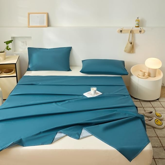 WenBags Lightweight Waterproof Flat Sheet 90 * 98 Inches King Size-Mattress Protector for Bed & Couch, Pet Hair Resistant Cover Ideal for Dogs & Cats, Perfect for Hotels & Hospitals (Blue)