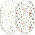 Bassinet Sheets for Baby Girls Boys 2 Pack, Fitted Baby Mattress Sheet for Rectangle, Oval, Hourglass Bassinet Mattress, Breathable Cozy & Universal Fit (Butterfly Garden)