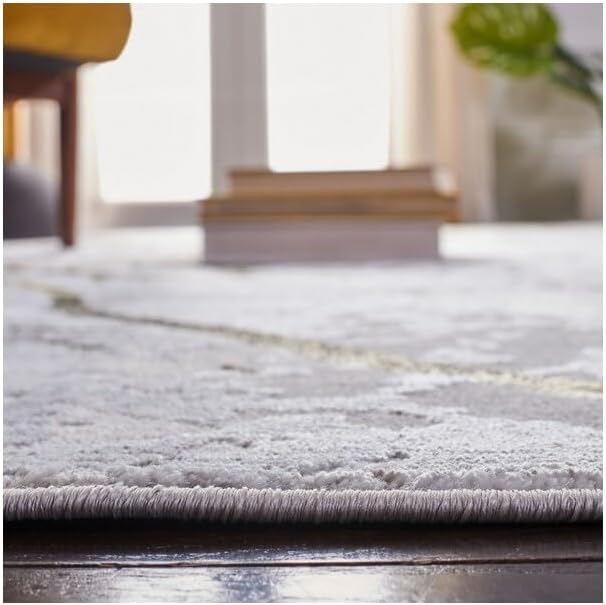 SAFAVIEH Amelia Collection Accent Rug - 2' x 4', Grey & Gold, Modern Abstract Design, Non-Shedding & Easy Care, Ideal for High Traffic Areas in Entryway, Living Room, Bedroom (ALA293G)