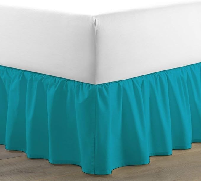 Bed Skirt - Ruffled Bed Skirt (RV Bunk 42X80, Teal) 12 Inch Drop Dust Ruffle with Platform, 100% Cotton 800 Thread Count Fabric - Dust Ruffle Bedskirt for Easy Fitting and Easy Care