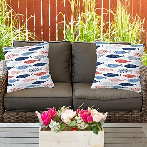 bassyil Fish Throw Pillow Covers Decorative Linen Pillow Cases Set of 2 Square Cushion Cover for Couch Sofa Bedroom Patio 18x18 Inch