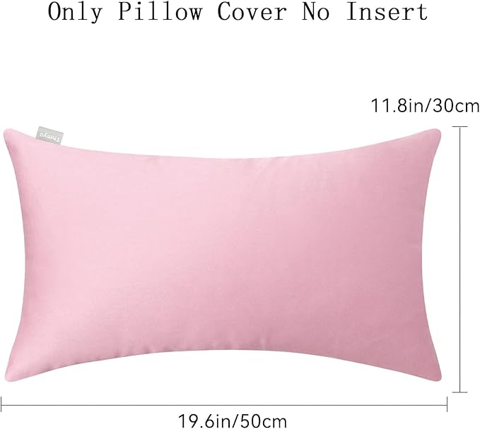 4-Pack 100% Cotton Lumbar Comfortable Solid Decorative Throw Pillow Case,Thmyo Rectangle Cushion Cover Pillowcase Sublimation Blank Pillow Covers DIY Throw Pillowcase(12x20inch/30x50cm, Pink)