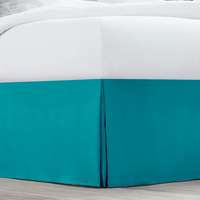 Nestl Teal Bed Skirt Cal King Size - Cal King Bed Skirt 14 Inch Drop - Brushed Microfiber Bed Skirts - Hotel Quality Pleated Bed Skirt - Shrinkage & Fade Resistant
