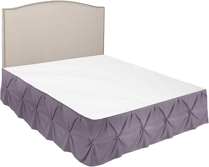 Nestl Grayish Purple Bed Skirt Cal King Size, Pinch Pleat Cal King Bed Skirt, 14" Inch Drop Cal King Bedskirt, Hotel Quality Bed Skirts, Microfiber Bedskirt for Cal King Bed, Grayish Purple Bed Skirt