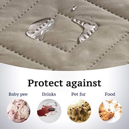 H.VERSAILTEX Reversible Quilted Recliner Covers Water Resistant Furniture Protector for Reclienr Chair with Elastic Straps for Pets Kids Sitting Width Up to 28"(Oversized Recliner, Khaki/Beige)