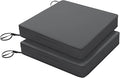 Favoyard Patio Chair Cushions 17 x 16 x 2 Inch Waterproof Outdoor Seat Cushions for Patio Furniture 3-Year Color Fastness Garden Sofa Couch Pads with Handle & Adjustable Straps Set of 2, Dark Grey