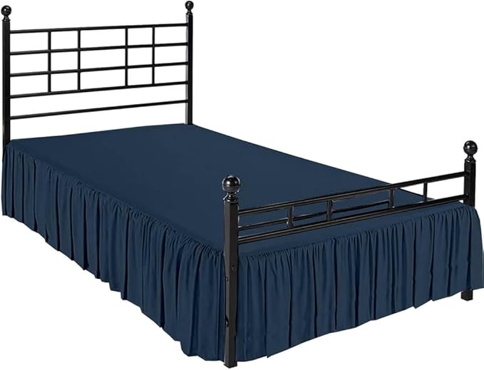 Ruffle Bed Skirt with Split Corners, Microfiber Dust Ruffled for a Perfectly Tailored Bedding Ensemble, Wrinkle and Fade Free, Easy Fit, Twin Size 18 Inch Drop, Navy Blue