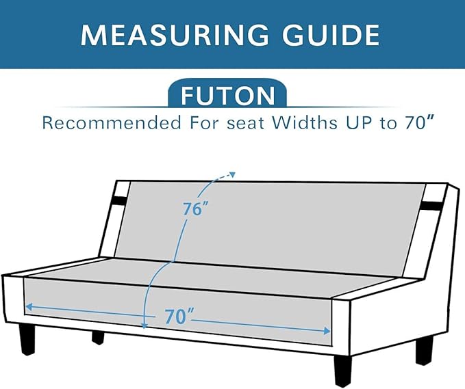 H.VERSAILTEX Futon Cover Reversible Sofa Slipcover Furniture Protector Water Resistant 2 Inch Wide Elastic Straps Sofa Bed Pets Kids Dog Cat Fit Sitting Width Up to 70"(Futon, Cameo Blue/Beige)