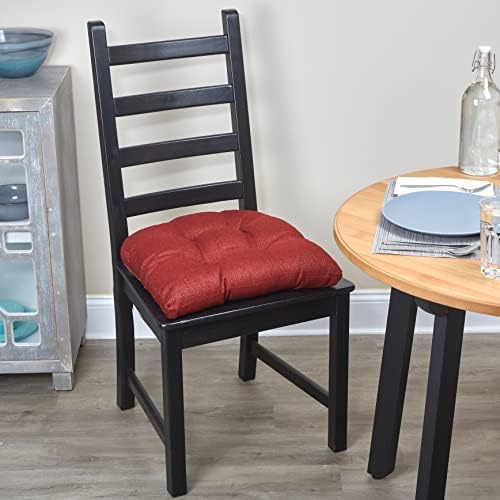 Klear Vu Gripper Overstuffed Universal Non-Slip Dining Chair Cushions for Kitchen Decor or Office Use, U-Shaped Skid-Proof Seat Pad, 17x17 Inches, 2 Count (Pack of 1), Solid Flame