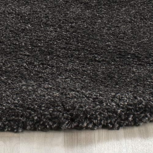 SAFAVIEH Milan Shag Collection 3' Round Dark Grey SG180 Solid Non-Shedding Living Room Bedroom Dining Room Entryway Plush 2-inch Thick Area Rug