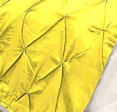 Bed Runner Set - 100% Pure Cotton 800 Thread Count - Luxury 1 Pinch Pleated Bed Runner and 2 Pillow Cover - 3 Piece Pinch Pleated Bed Runner Set California King, Yellow
