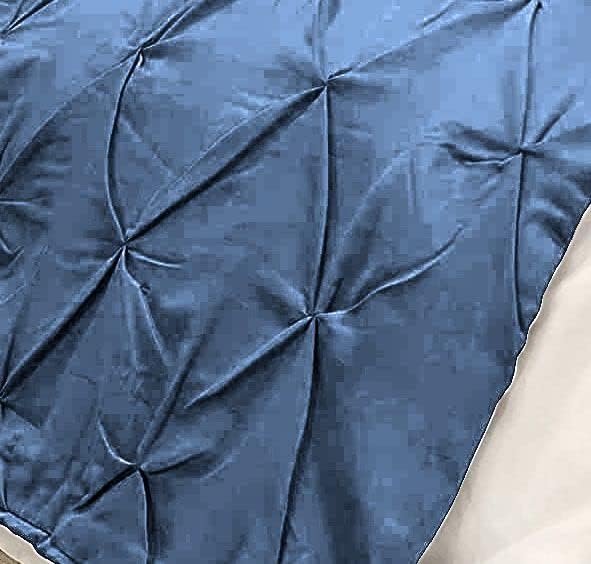 Bed Runner Set - 100% Pure Cotton 800 Thread Count - Luxury 1 Pinch Pleated Bed Runner and 2 Pillow Cover - 3 Piece Pinch Pleated Bed Runner Set Twin, Medium Blue