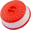 Collapsible Microwave Splatter Cover, 10.5 Inch, Dishwasher-safe, Microwave Plate Cover With Steam Vent，BPA-Free Silicone & Plastic (red)