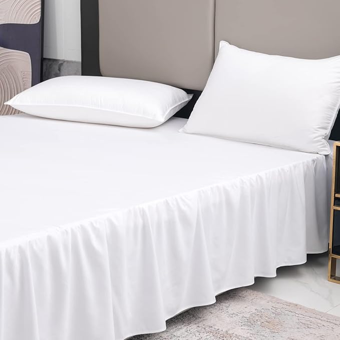 White Bed Skirt King Size Ruffled Bed Skirt with Split Corners, King Bed Skirt 12 Inch Drop, King Size Bed Skirt White for Ruffled Bed Skirt with Split Corners, Bed Skirt King Size