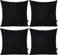 Thmyo 4-Pack 100% Cotton Comfortable Solid Decorative Throw Pillow Case Square Cushion Cover Pillowcase Sublimation Blank Pillow Covers Christmas DIY Throw Pillowcase for Sofa(22x22inch/55x55cm,Black)