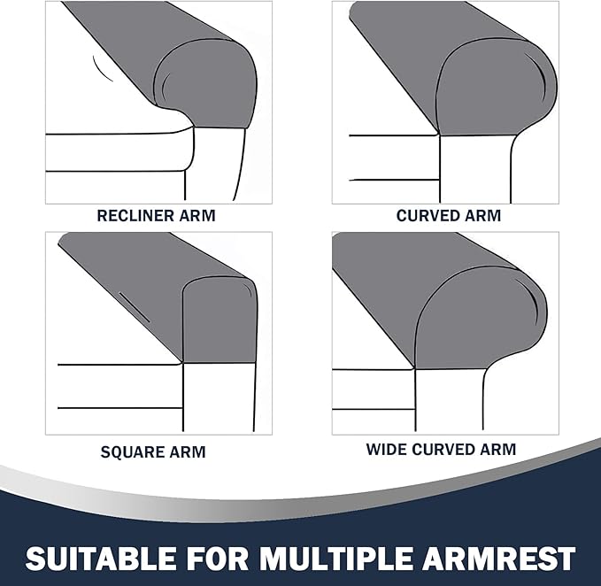Stretch Sofa Armrest Covers Spandex Jacquard Arm Covers for Chairs and Sofas Anti-Slip Couch Armrest Covers with Sticker Furniture Armrest Protector for Sofa Couch Chair Recliner, Set of 2, Beige
