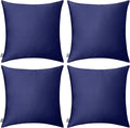 Thmyo 4-Pack 100% Cotton Comfortable Solid Decorative Throw Pillow Case Square Cushion Cover Pillowcase Sublimation Blank Pillow Covers Halloween DIY Throw Pillowcase(20x20inch/50x50cm,Dark Blue)