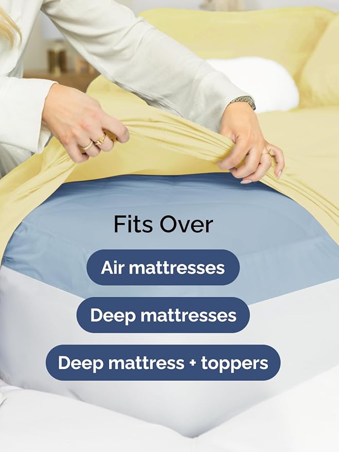 Extra Deep Pocket Cal King Sheets - 4 Piece Breathable & Cooling Bed Sheets - Hotel Luxury Bed Sheet Set - Soft, Wrinkle Free & Comfy - Easily Fits Extra Deep Mattresses - Deep Pocket Yellow Sheets