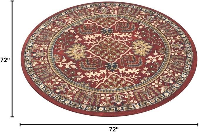 SAFAVIEH Antiquity Collection 6' Round Red / Multi AT64A Handmade Traditional Oriental Premium Wool Area Rug