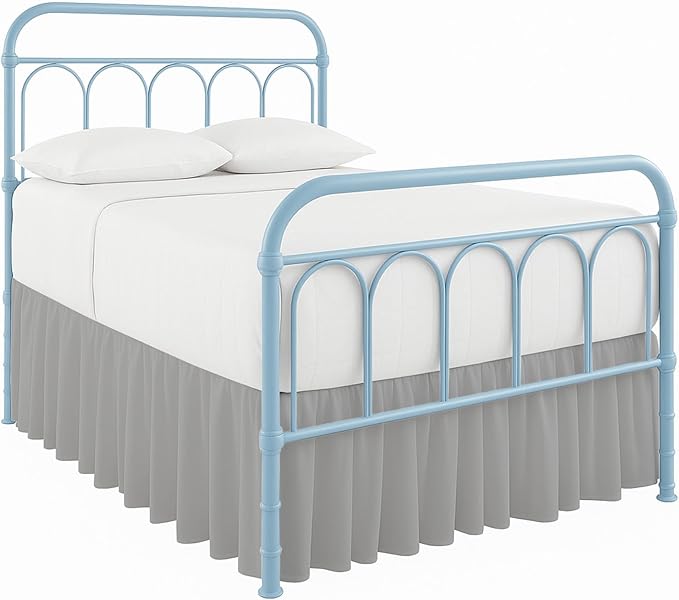 Ruffled Bed Skirt with Split Corners-Dust Ruffle - 24" Drop 100% Microfiber Soft,Sheen & Luxurious Look - Bed Skirts (Light Grey -Full)