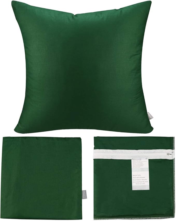 Thmyo 4-Pack 100% Cotton Comfortable Solid Decorative Throw Pillow Case Square Cushion Cover Sublimation Blank Pillow Covers DIY Throw Pillowcase for Sofa Couch(26x26 inch/ 66x66cm,Christmas Green)