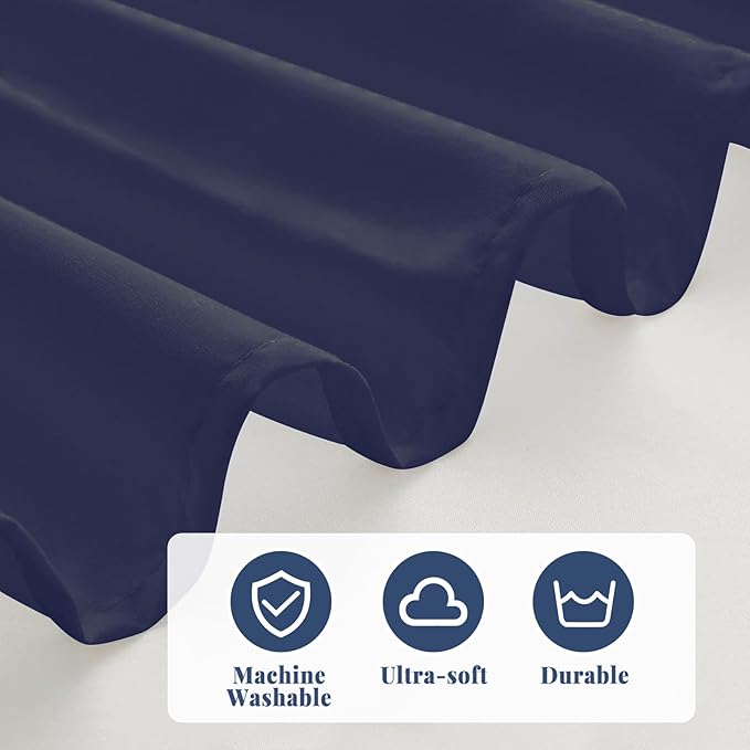 King Bed Skirt, Elastic Wrap Around Bed Skirt King Size, Bed Skirts for Adjustable Bed, Easy Fit with 14" Drop Length Tailored Drop Dust Ruffle (Navy)