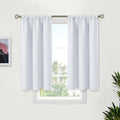 BGment Short Curtains for Kitchen Window Over Sink - Rod Pocket Room Darkening Drapes Thermal Insulated for Bathroom Cafe Window, Greyish White, 34 x 45 Inch, 2 Panels