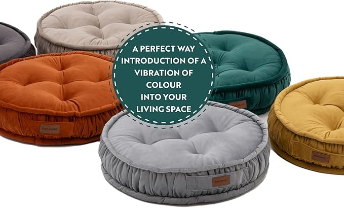 Large Round Floor Cushion, Floor Pillow Thick Floor Seating, Comfortable Supportive, Quilted Soft Booster Seat Pad for Yoga Meditation, Yoga Pillow, Cat and Dog Bed, 56 cm 22 inch, Green