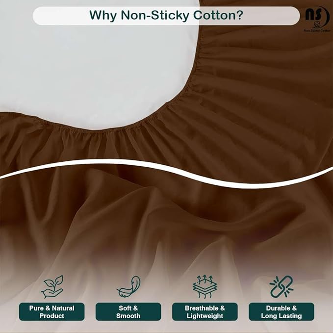 NON Sticky cotton Full Size Sleeper Sofa Sheets, 4 Piece Egyptian Cotton Bed Sheet Set for Sofa Bed, 6" Deep Pocket Fitted Sheet for Pull Out Couch Mattress, 54" x 75", Chocolate Solid