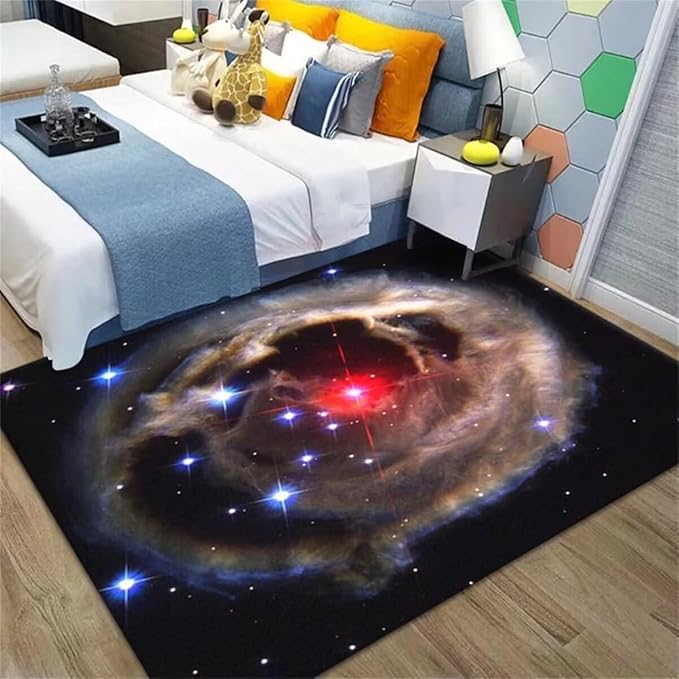 Universe Galaxy Area Rug for Living Room Bedroom 4x5 ft Soft Kitchen Kids Room Floor Mats Non-Slip Washable Carpets