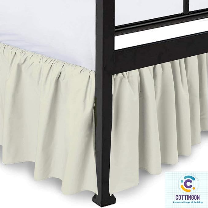 Ruffled Bed Skirt with Split Corners-Dust Ruffle - 22" Drop 100% Microfiber Soft,Sheen & Luxurious Look - Bed Skirts (Ivory -Full)