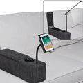 Multifunctional Sofa Armrest, Couch Armrest with Cup Holder, Removable Sofa Caddy with Storage,Equipped with LED Reading Light&Wireless Charge Stand, Black