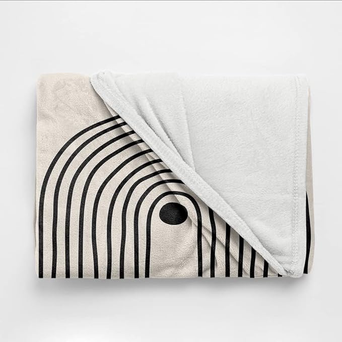 Boho Mid Century Blankets Orange Beige Throws Abstract Modern Aesthetic Bedding Minimalist Sun Leaf Soft Warm Bed Bedding Blankets for Couch Bedroom Sofa Office Cozy Flannel Blanket 60"X80"