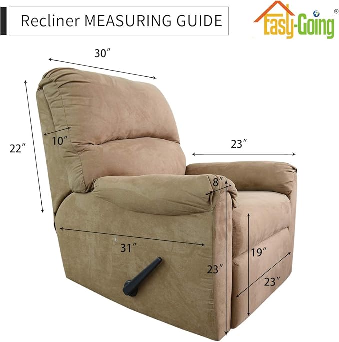 Easy-Going Recliner Stretch Sofa Slipcover Sofa Cover 4-Pieces Furniture Protector Couch Soft with Elastic Bottom Spandex Jacquard Fabric Small Checks(Recliner,Light Gray) Large