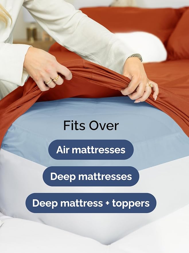 Extra Deep Pocket Queen Sheet Set - 4 Piece Breathable & Cooling Bed Sheets - Hotel Luxury Sheet Set - Soft, Wrinkle Free & Comfy - Easily Fits Extra Deep Mattresses - Deep Pocket Terracotta Sheets