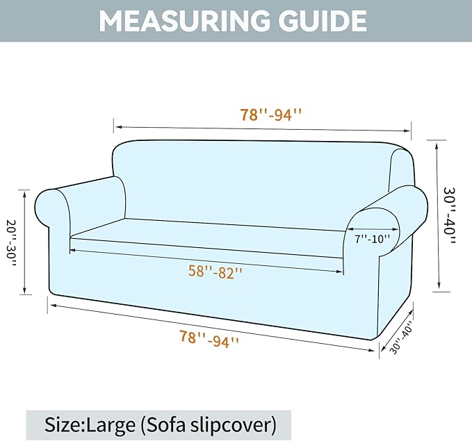 LURKA Stretch Sofa Slipcovers 1 Piece Couch Covers for 3 Cushion Couch Sofa Furniture Protector Full Sofa Covers with Elastic Bottom for Kids and Dog (Champagne, Large)
