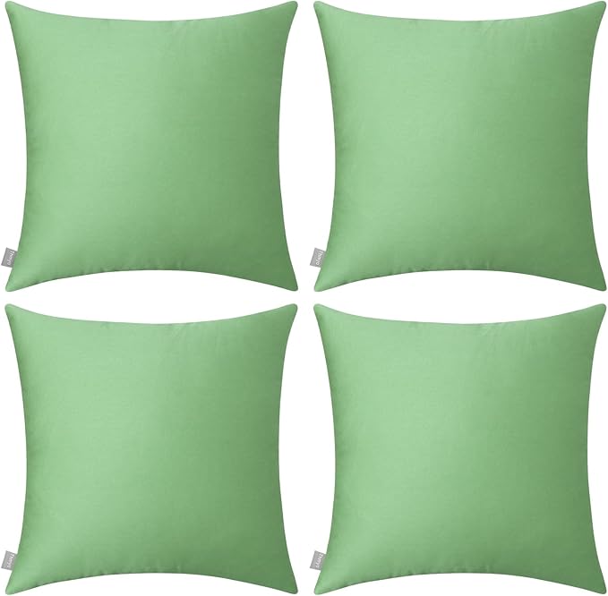 Thmyo 4-Pack 100% Cotton Comfortable Solid Decorative Throw Pillow Case, Square Cushion Cover Pillowcase Sublimation Blank Pillow Covers DIY Throw Pillowcase for Sofa(20x20 inch/ 50x50cm,Sage Green)
