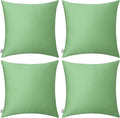Thmyo 4-Pack 100% Cotton Comfortable Solid Decorative Throw Pillow Case, Square Cushion Cover Pillowcase Sublimation Blank Pillow Covers DIY Throw Pillowcase for Couch(18x18 inch/ 45x45cm,Sage Green)