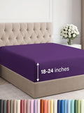 Extra Deep Cal King Fitted Sheet - Hotel Luxury Single Fitted Sheet Only - Easily Fits 18 inch to 24 inch Mattress - Ultra Soft, Wrinkle & Fade Free w/Extra Deep Pockets - Breathable & Comfy - Purple