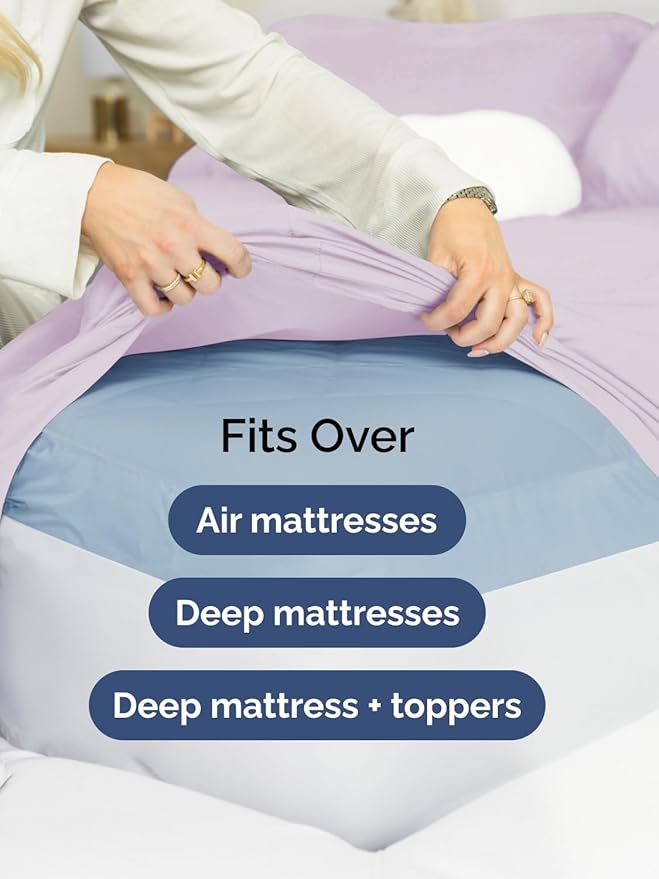 Extra Deep Pocket Twin Sheets - 3 Piece Breathable & Cooling Bed Sheets - Hotel Luxury Sheet Set - Soft, Wrinkle Free & Comfy - Easily Fits Extra Deep Mattresses - Deep Pocket Light Lavender Sheets