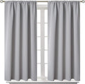 BGment Short Blackout Curtains 40 Inches Long for Kitchen Window - Rod Pocket Thermal Insulated Drapes with Rod Pocket Privacy for Bedroom Bathroom Windows, 42 x 40 Inch, 2 Panels, Light Grey
