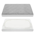 TILLYOU Pack and Play Sheet - Soft Quilted Crib Cover Pad, Toddlers Mattress Protector with 1''-3'' Deep Pocket, Thick Play Yard Playpen Sheets, Crib Mattress Pad 39"x27", Medium Grey
